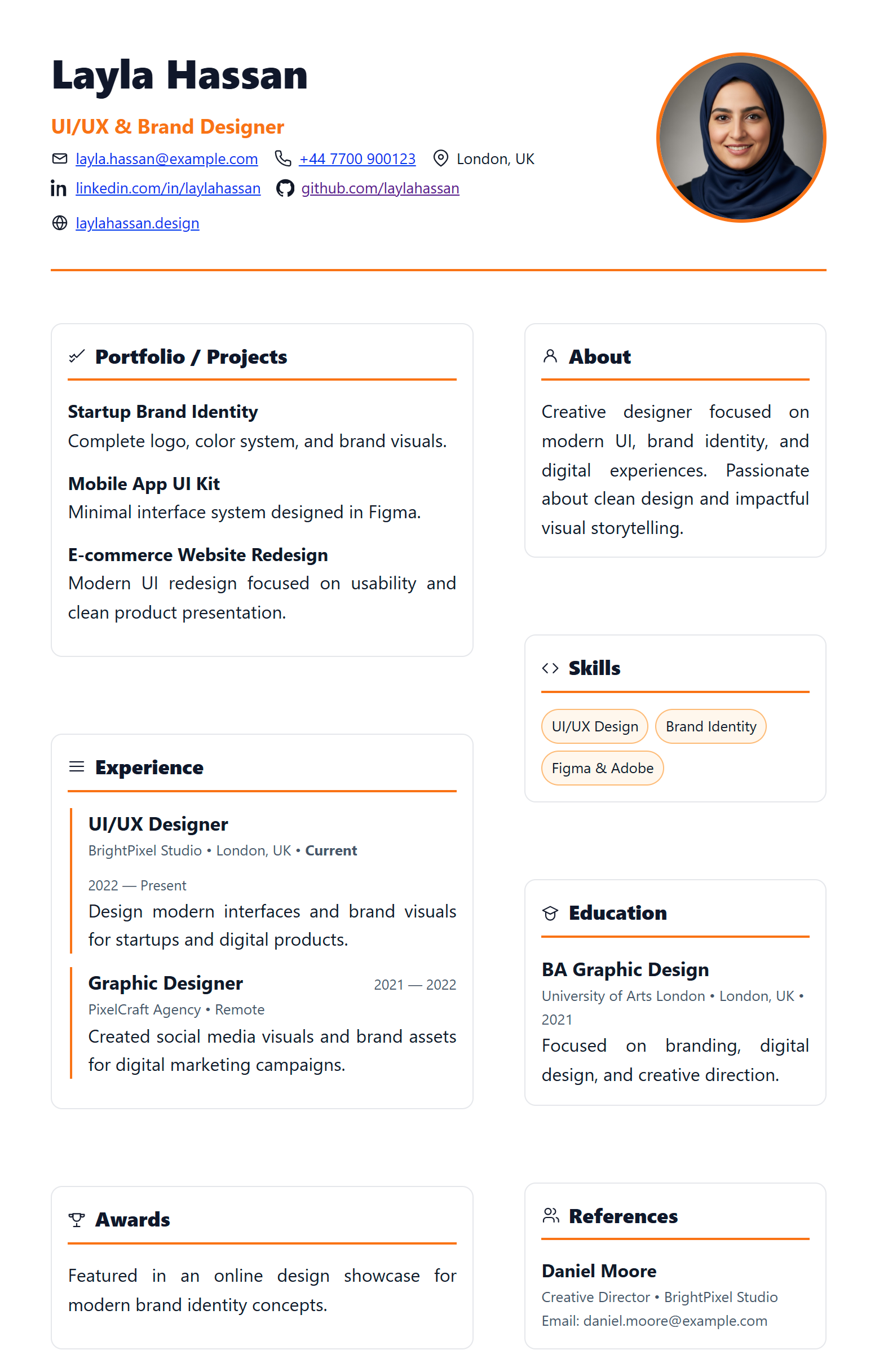Creative Portfolio Vibe resume template preview