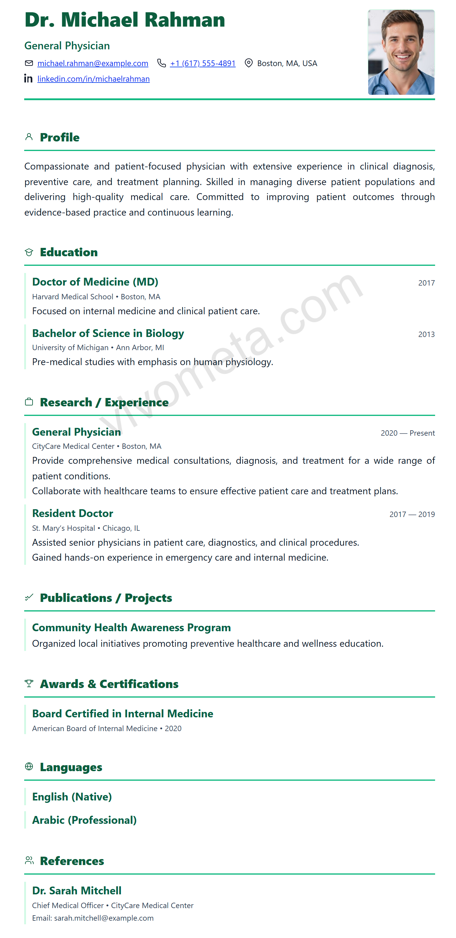 Medical TrustCare resume template preview
