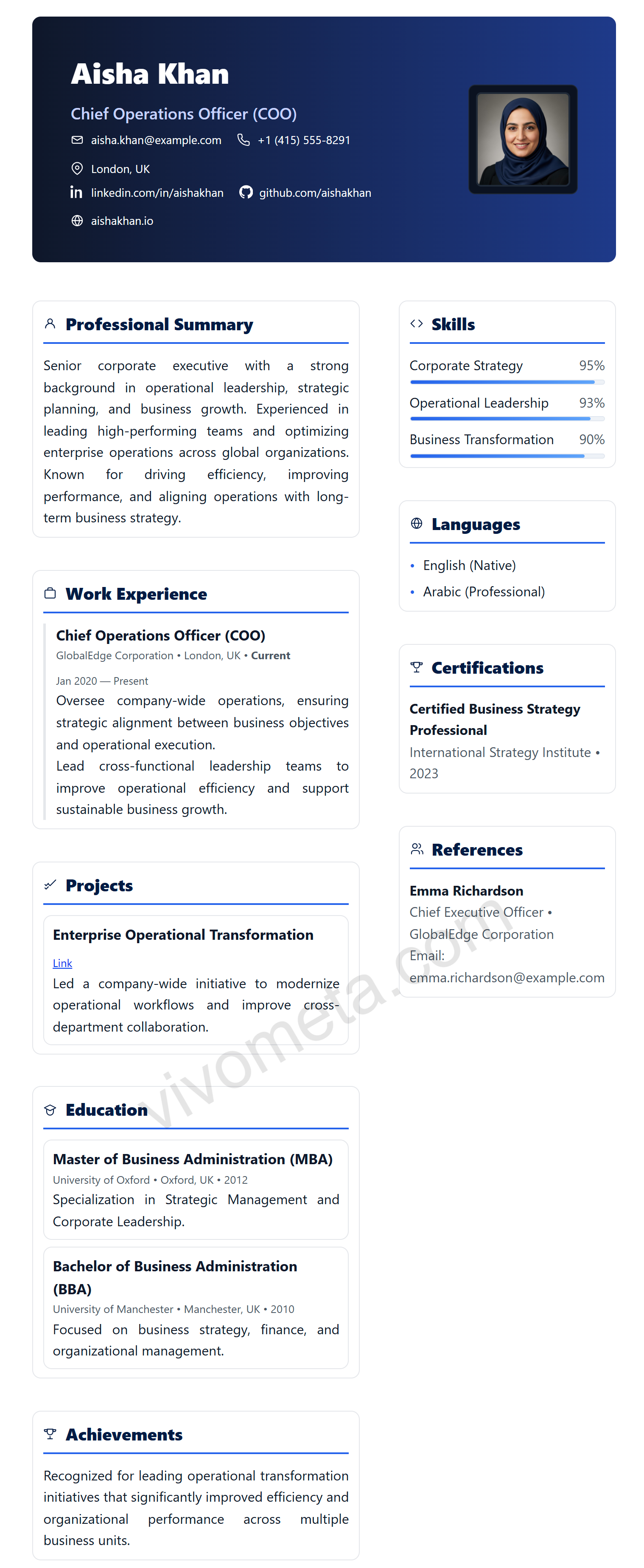 Executive Corporate Plus resume template preview