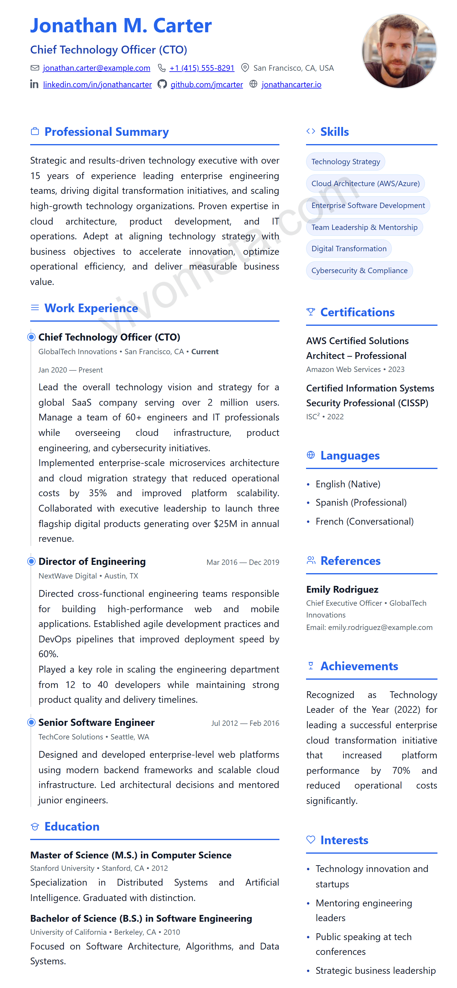 Executive Corporate Resume Template resume template preview