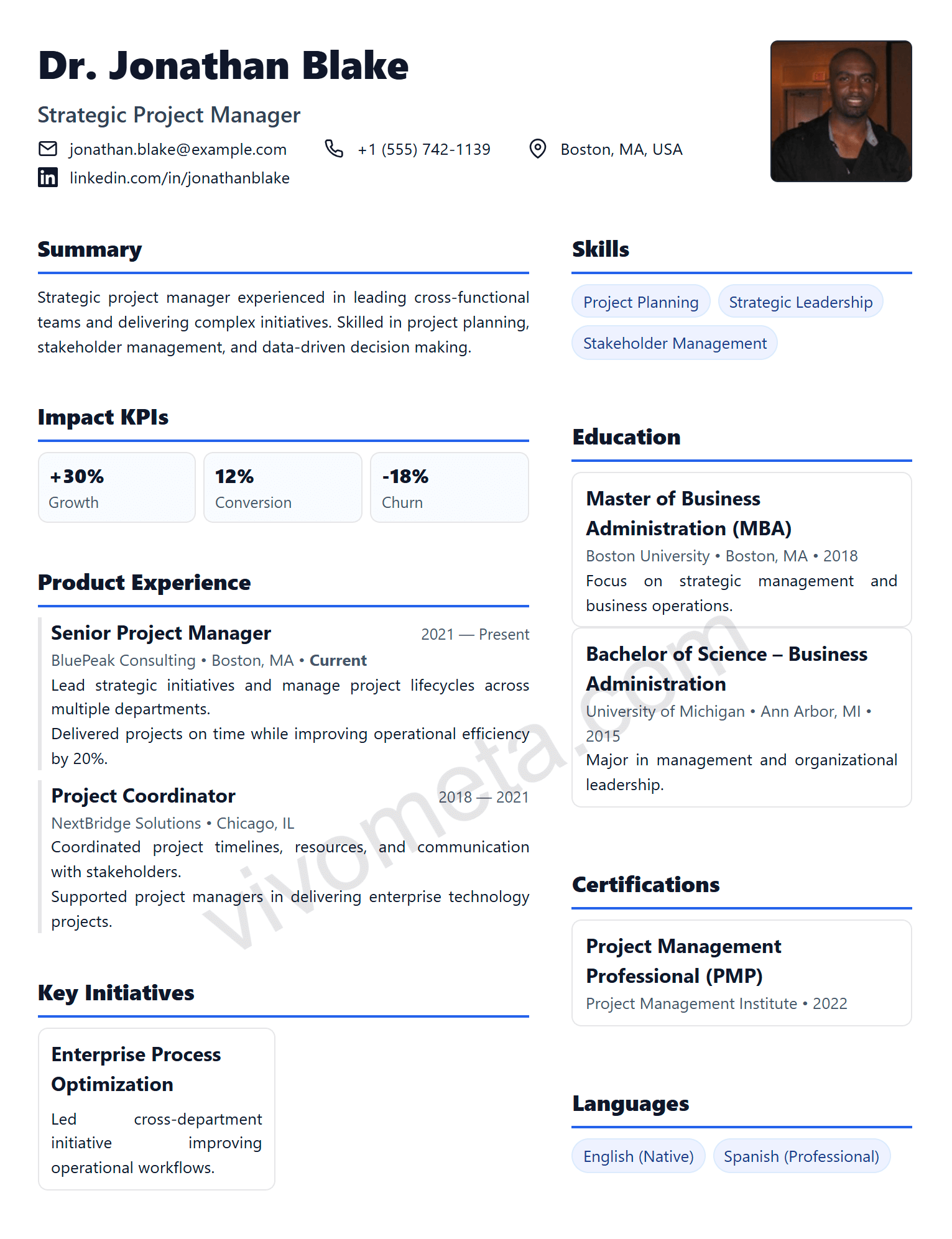 PM Strategic Blueprint resume template preview