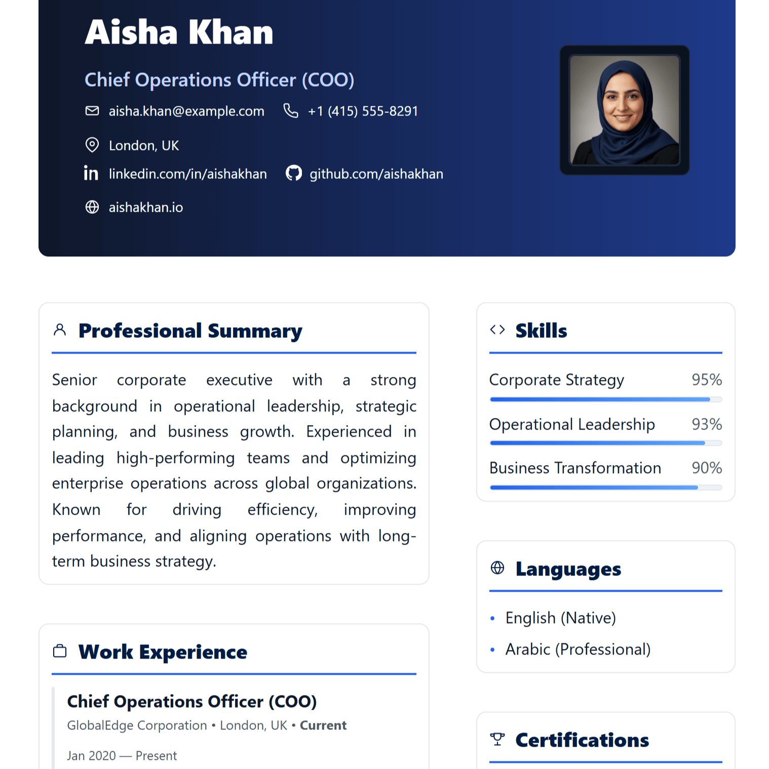 Executive Corporate Plus resume template preview