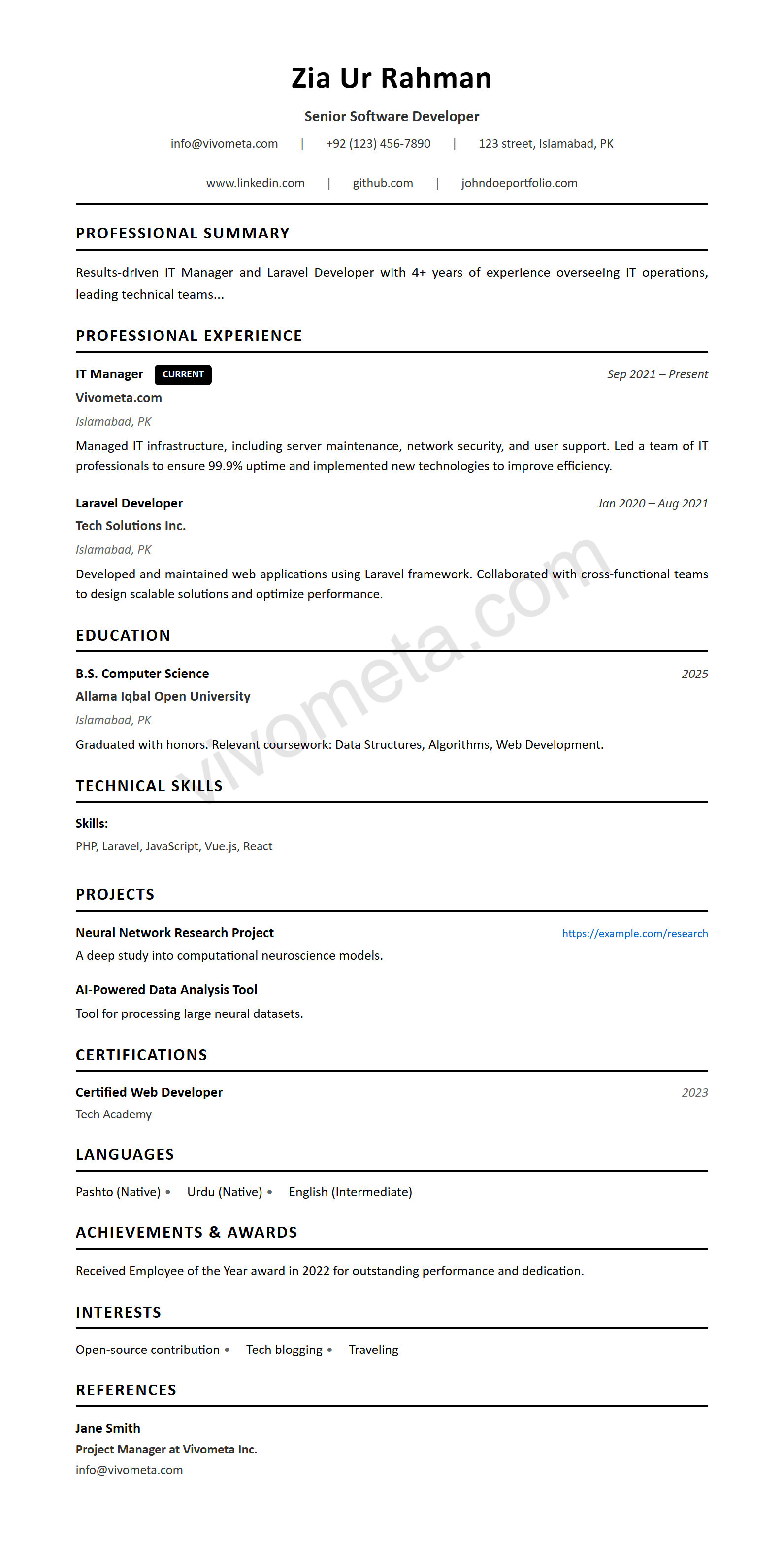 ATS Optimized Professional Resume Template